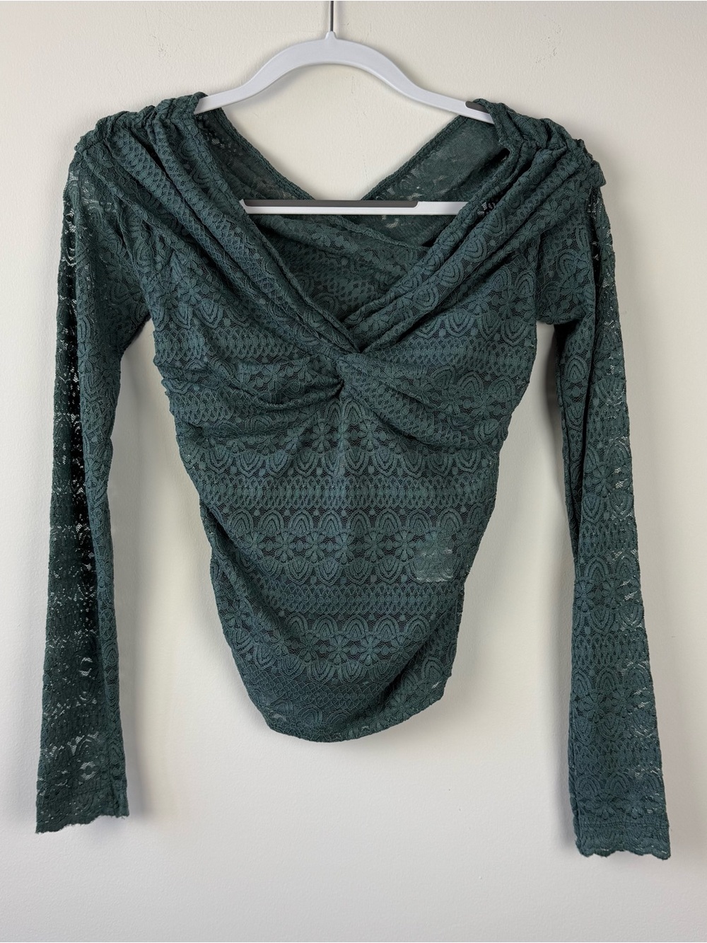 Free People Hold Me Close Green Lace Top - Picture 2 of 6